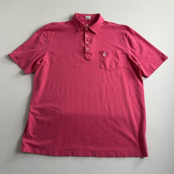 JOHNNIE-O Polo Size Large Pink Mens‎ Cotton Pocketed Sport Shirt Golf Casual - Picture 1 of 9